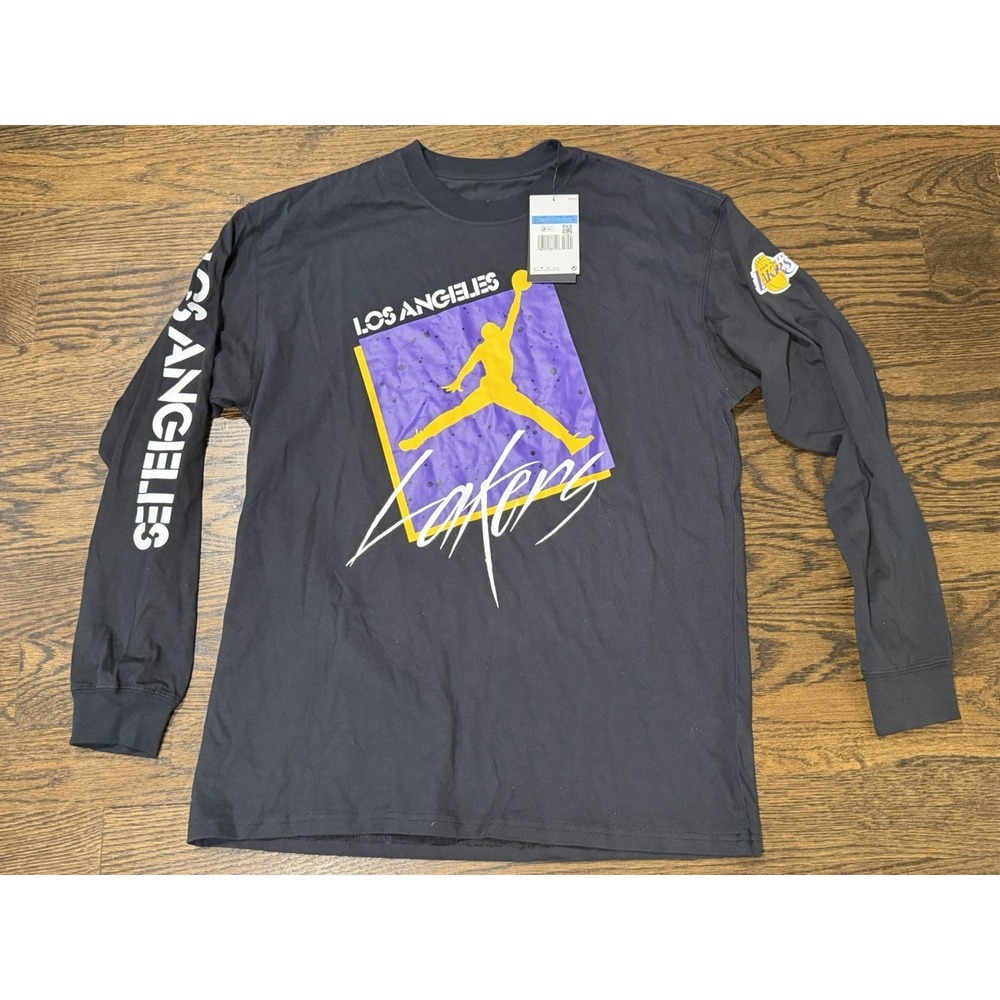 Nike Air Jordan Los Angeles Lakers NBA Long Sleeve Shirt Men's Medium DV5747-010